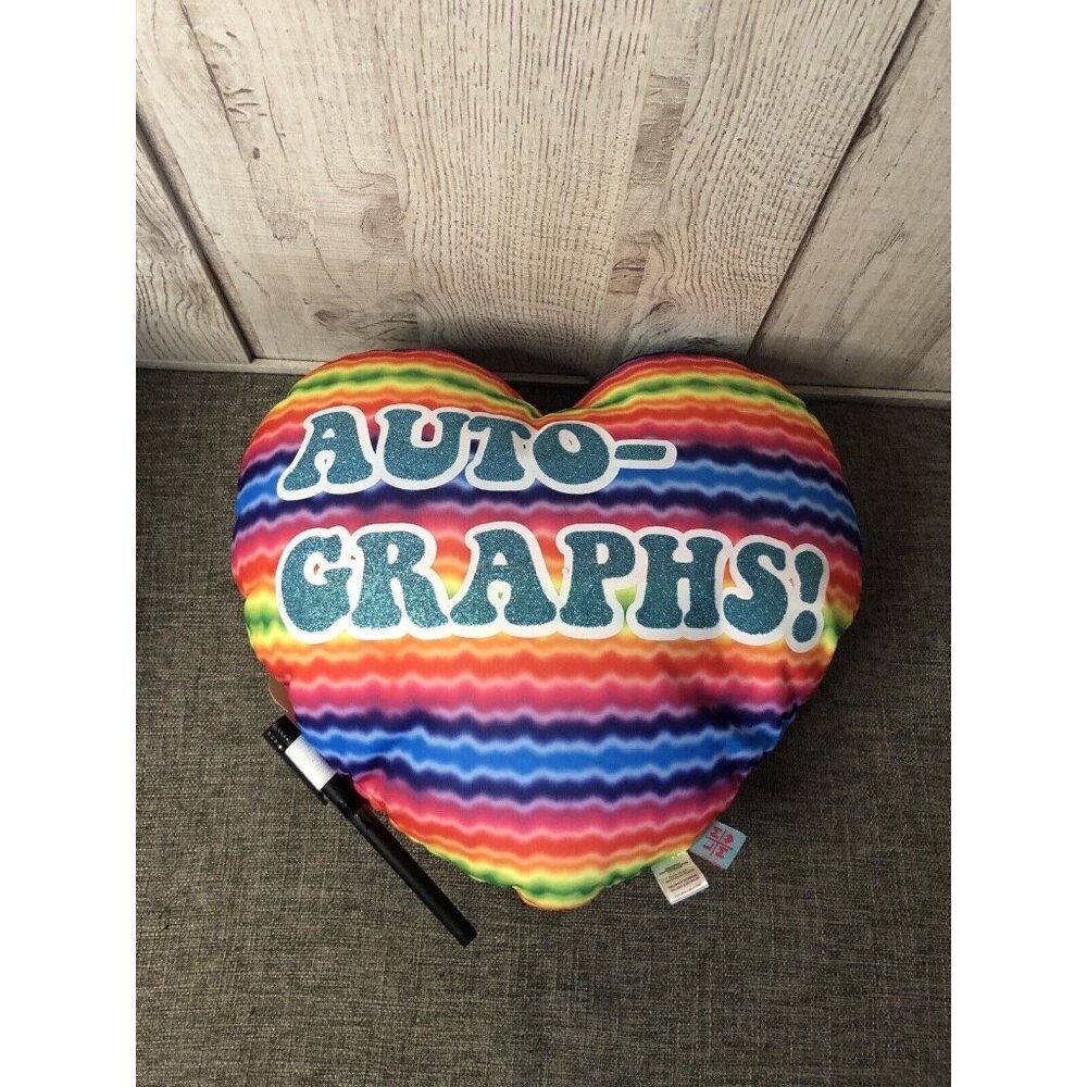 Little Miss Matched Glittery Autographs! Tie Dye Autograph Sign Me Heart Pillow